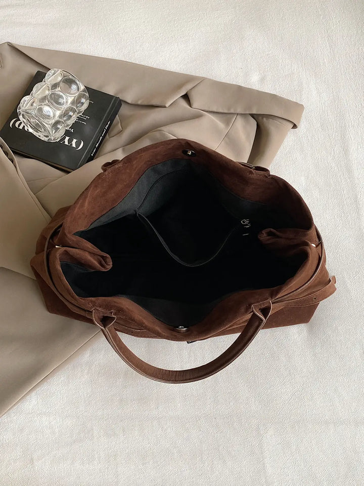 Vintage Faux Suede Top Handle Bag