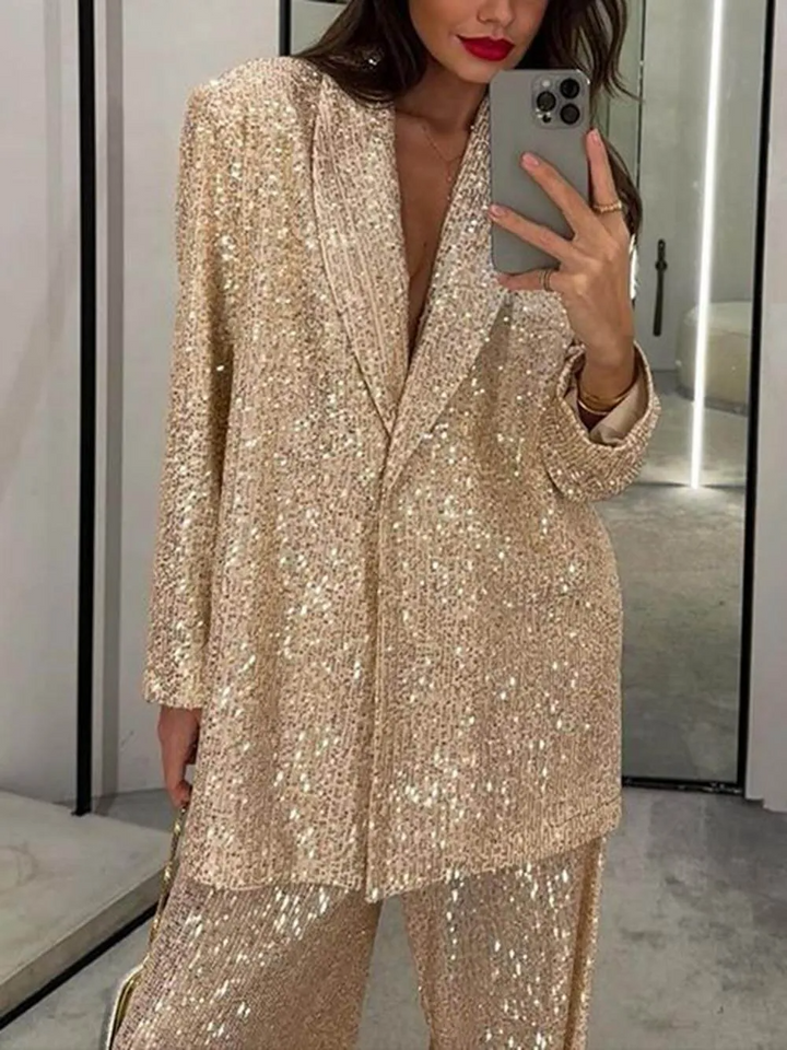 Maisy - Fashionable casual suit with sequin jacket