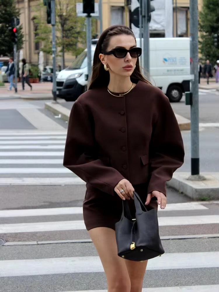 LUA - Trendy Coat and Skirt Set