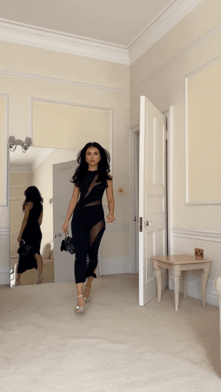 Nyxella | Solid Hollow-Out Midi Dress